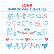 Hand drawn love elements N2