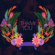 Thank you card-Stylish floral background with ribbon