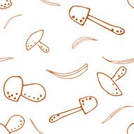 Set of mushroom doodle seamless autumn patterns N2