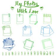 Vintage photo old style frame doodle illustration set N2