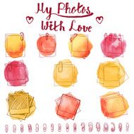Vintage photo old style frame doodle illustration set N3