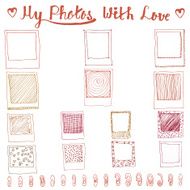 Vintage photo old style frame doodle illustration set N4