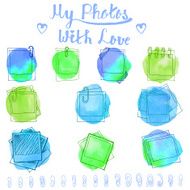 Vintage photo old style frame doodle illustration set N6