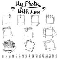 Vintage photo old style frame doodle illustration set N7
