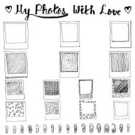 Vintage photo old style frame doodle illustration set N8