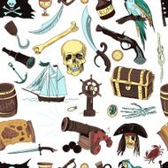 colored Pirates pattern Hand drawn