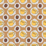 seamless pattern with cup and coffee bean