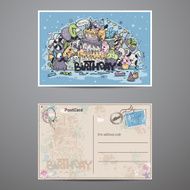Set of two sided cards for birthday party