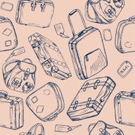 Seamless pattern with hand drawn bags