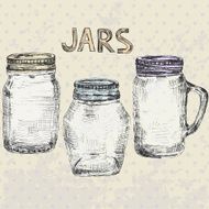 Set vintage glass jars with twist cap