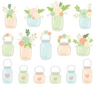 Pastel Flowers in Mason Jars