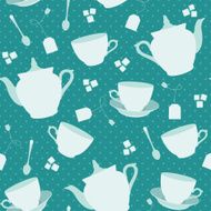 Seamless pattern with cups and teapots