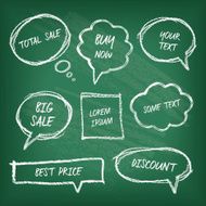Vector speech bubbles on blackboard