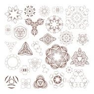 Henna tattoo doodle vector elements on white background N2