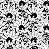 Vector Seamless Monochrome Floral Pattern N90