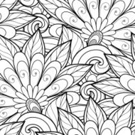 Vector Seamless Monochrome Floral Pattern N91