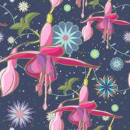 seamless floral background with pink lilies