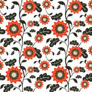 modern red sun flowers seamless background