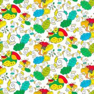 seamless pattern background with flowers and birds