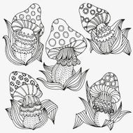 Vector set of hand drawn mushrooms