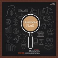 business plan business concept icons on chalkboard sketch busine N3