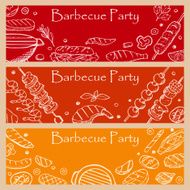 Barbecue party fliers with hand drawn doodle elements