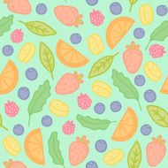 Doodle fruits and berries seamless pattern N2