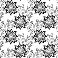 Vector Seamless Monochrome Floral Pattern N93
