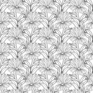 Vector Seamless Monochrome Floral Pattern N94