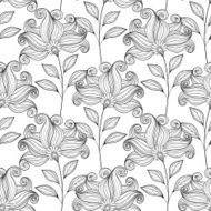Vector Seamless Monochrome Floral Pattern N98