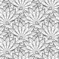 Vector Seamless Monochrome Floral Pattern N99