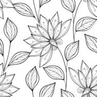 Vector Seamless Monochrome Floral Pattern N100