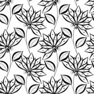 Vector Seamless Monochrome Floral Pattern N101