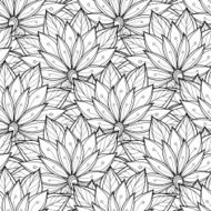 Vector Seamless Monochrome Floral Pattern N102