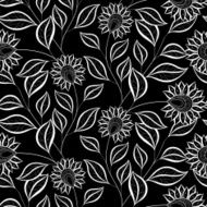 Vector Seamless Monochrome Floral Pattern N104