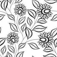 Vector Seamless Monochrome Floral Pattern N105