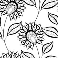 Vector Seamless Monochrome Floral Pattern N106
