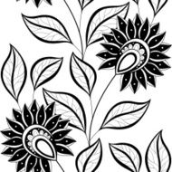 Vector Seamless Monochrome Floral Pattern N107