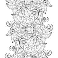 Vector Seamless Monochrome Floral Pattern N109