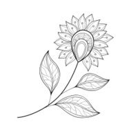 Vector Beautiful Monochrome Contour Flower N15