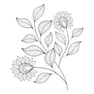 Vector Beautiful Monochrome Contour Flower N16