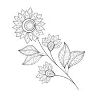 Vector Beautiful Monochrome Contour Flower N17