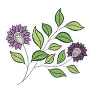 Vector Beautiful Colored Contour Flower N23