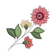 Vector Beautiful Colored Contour Flower N24