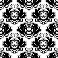 Vector Seamless Monochrome Ornate Pattern N25