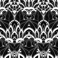 Vector Seamless Abstract Black and White Tribal Pattern N51