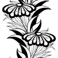 Vector Seamless Monochrome Floral Pattern N112