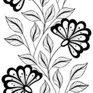 Vector Seamless Monochrome Floral Pattern N113