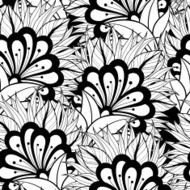 Vector Seamless Monochrome Floral Pattern N114