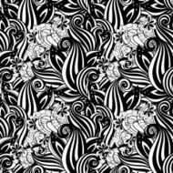 Vector Seamless Monochrome Floral Pattern N116